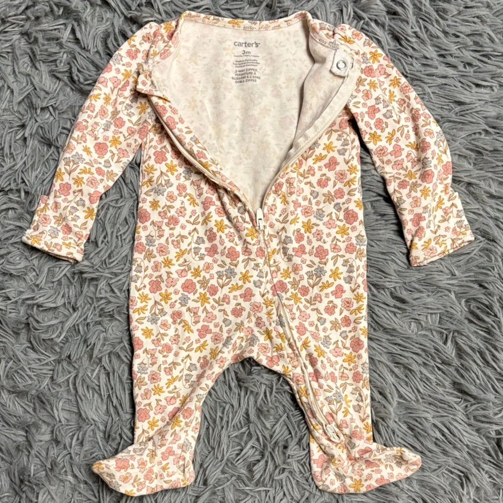 Carter's Floral Print “2-Way Zipper” Footie